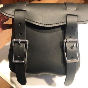 Black leather saddle bag